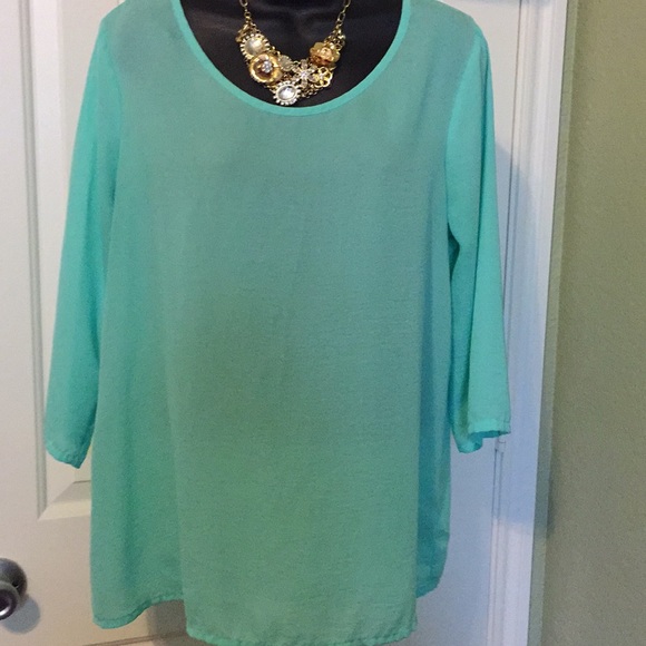 Express Tops - Light as air sea foam green tunic